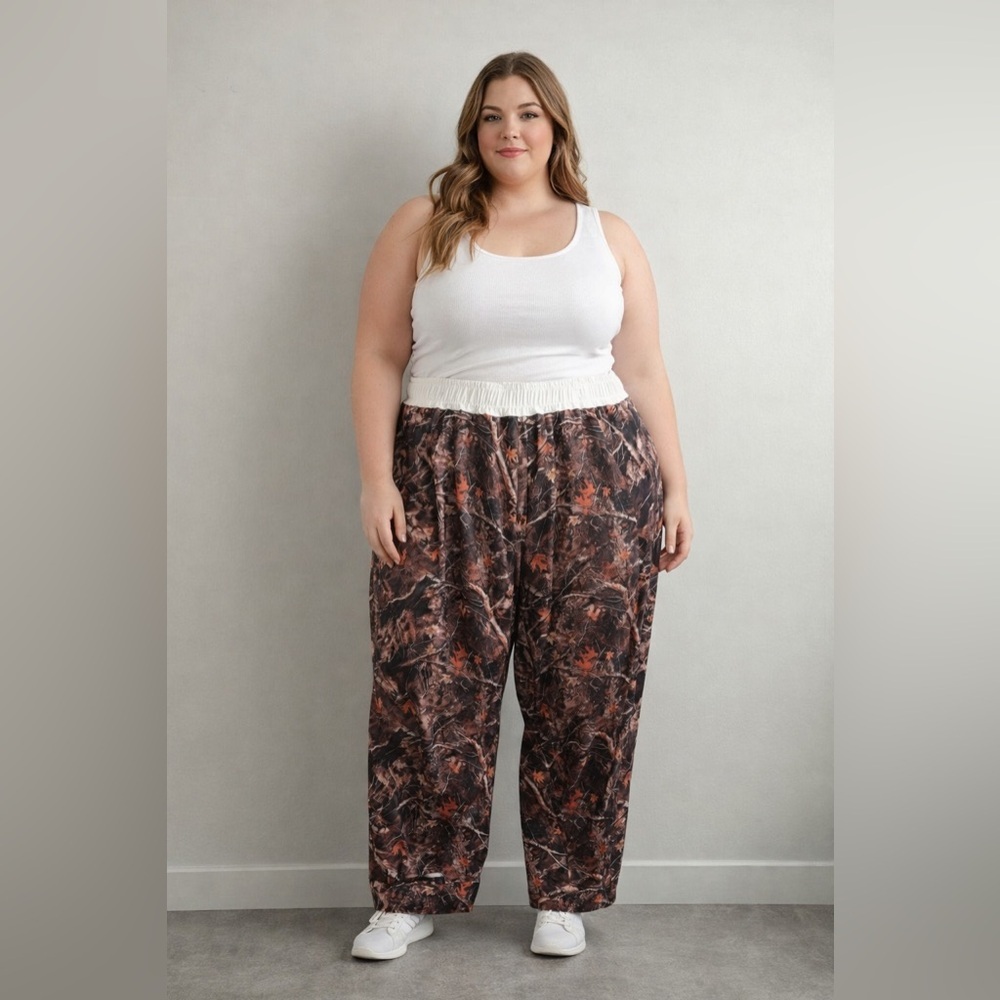 Camouflage Print Pants with Elastic Waist Size 5XL Plus Size